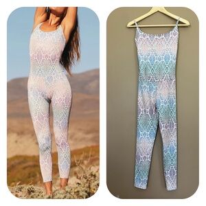 {FP Movement x Onzie} Midi Leotard Onesie Jumpsuit in Rainbow Snake